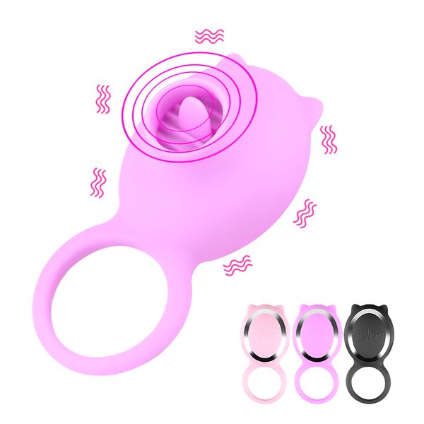 Cockring Chupando Lambendo Vibradores Para Casal Feminino Clitóris Licks Mamilo Sugador Correia No Pênis Anel Masculino Extensor de pênis Brinquedos sensuais