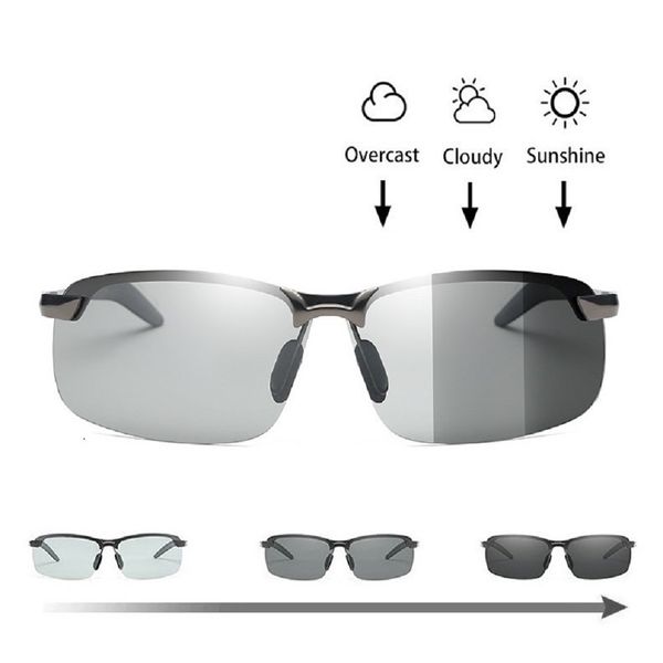 

pchromic sunglasses men polarized driving chameleon glasses male change color sun glasses day night vision driver's eyewear, White;black
