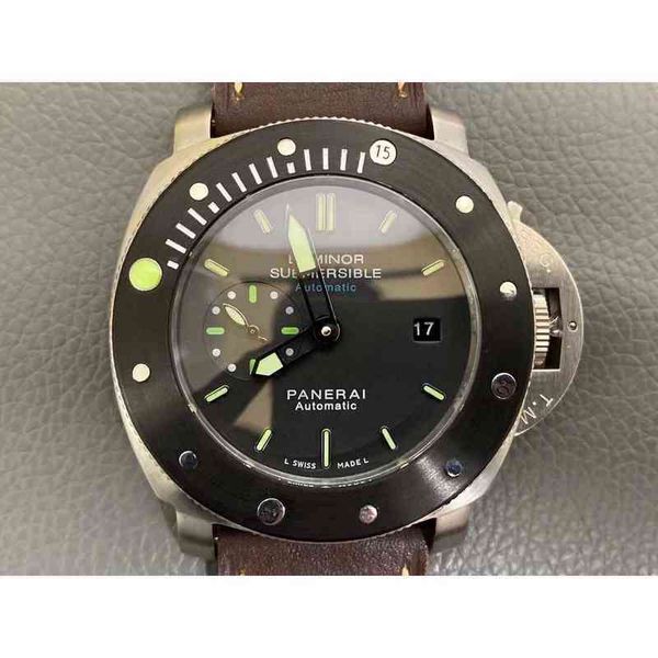 

luxury mechanical movement watch panera automatic sapphire mirror 47mm 13mm imported rubber band swiss brand designers es wrist vjuh, Slivery;brown