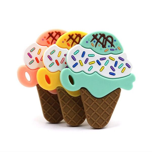 

silicone ice cream teether baby nursing teething necklace accessories bite toys food grade soft baby teether gifts