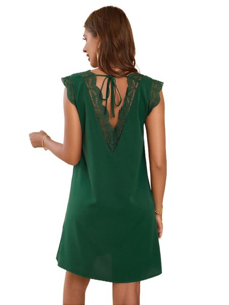 

l.ace trim t.ie b.ack t.unic d.ress k4fe#, Black;gray