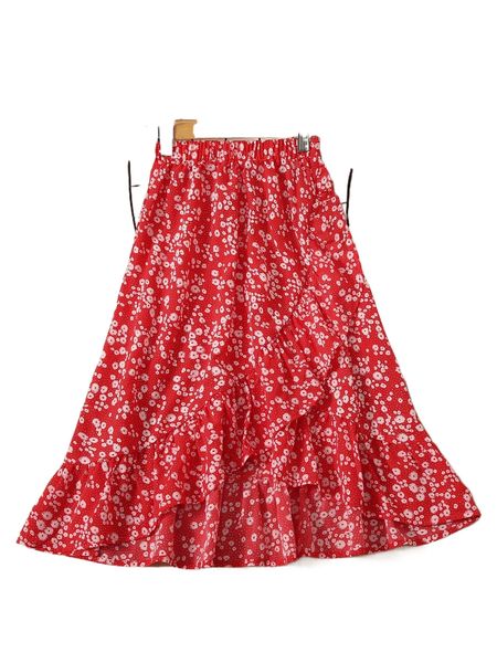 

plus ditsy floral ruffle hem skirt g8f8#, Black