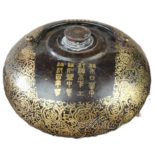

chinese old bronzes eight treasure pot warm hand pot, Black