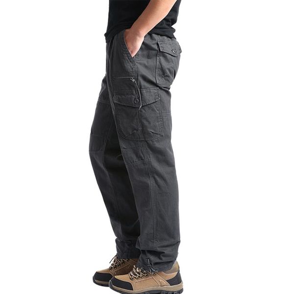 Мужские брюки Мужской груз с карманами расслабленная подгоняющая мужская модная повседневная мульти карманная пряжка на свете на открытом воздухе мужчина для мужчин