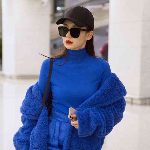 

women's knits & tees qi wei's same multicolor solid color pile collar high women's tong liya yao chen star bottomed sweater a, White