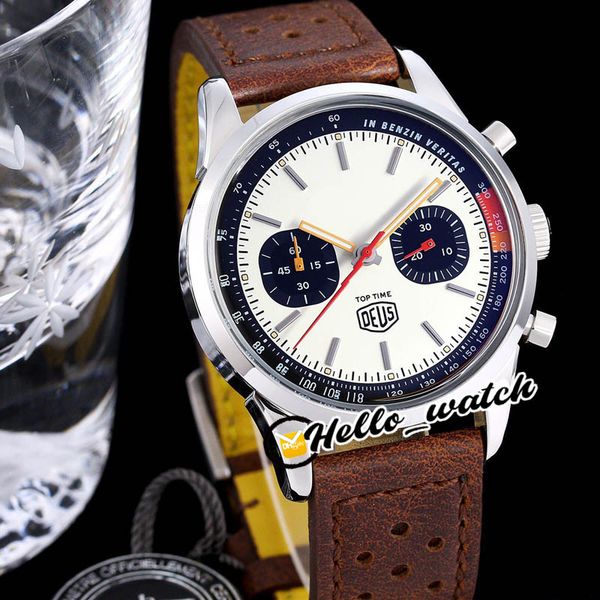 

41mm premier time deuseta a7750 automatic chronograph mens watch a233101a1a1x1 white black dial brown leather super edition 41mm ptbl hello_, Slivery;brown