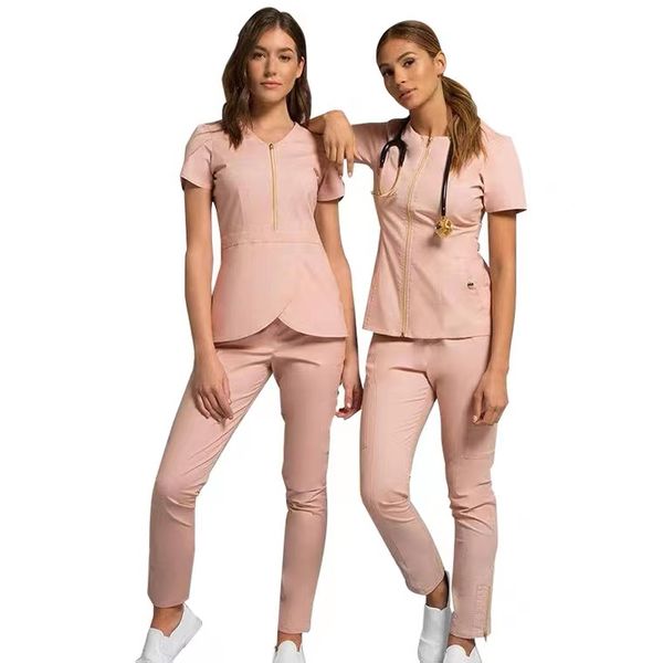 Medigo-190 Pantaloni a due pezzi da donna Scrub uniforme da ospedale Abbigliamento da lavoro Donna Infermiera sanitaria Sala operatoria dentale Tuta da lavaggio a mano Medico Salone di bellezza Camicia da lavoro