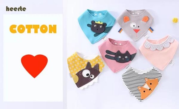 Baby Bibs Burp Скатерки Младенческие Размерные Вышитые Животные Фокс Медведь Тигр Треугольник Полотенце Хлопок Слоббер