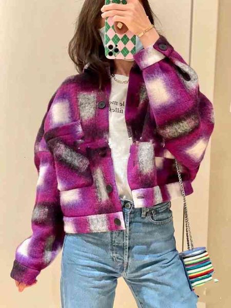 

women's knits tees french ir home autumn women's plaid wool blended tooling short coat, White