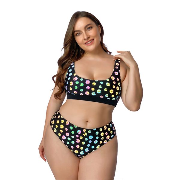 Momens sexy moda de banho de banho de banho de banho de banho de natação de praia de duas peças de duas peças de cor preto estampares plus size sem sutiã Suporte suporta de verão biquínis de banho de verão