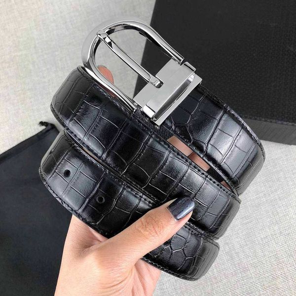 

crocodile veins belts for man fashion needle buckle belt highly quality with box and handbag, Black;brown