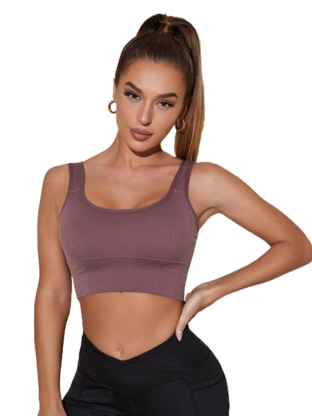 

high support scoop neck sports bra m2nu#, Gray