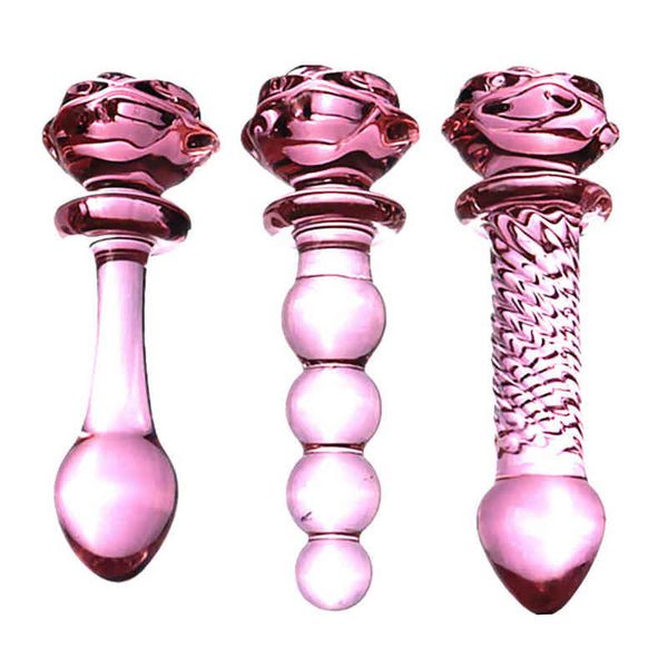 Nxy Anal Toys Glass Dildo Pink Rose Flaw Flory Flash Waginal Butt Pugc