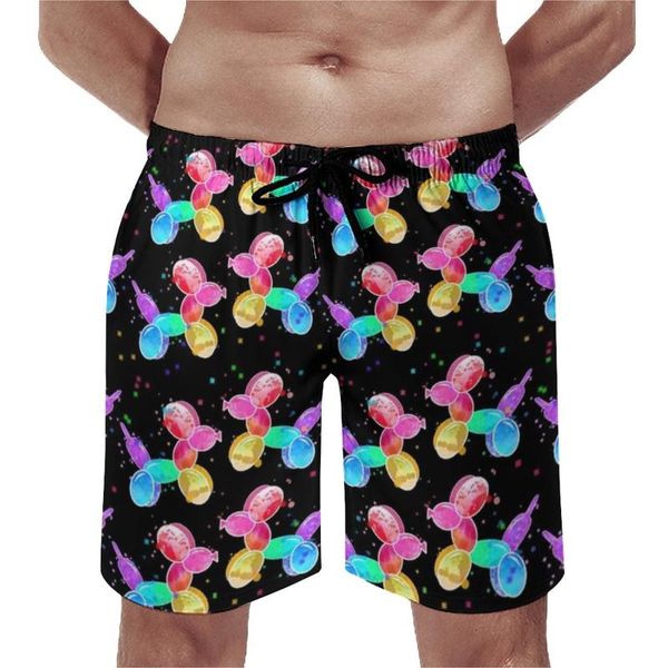 Мужские шорты акварели для воздушных шаров Симпатичные собаки печатать мужские смешные пляжные короткие брюки высококачественные печатные большие плавающие стволы