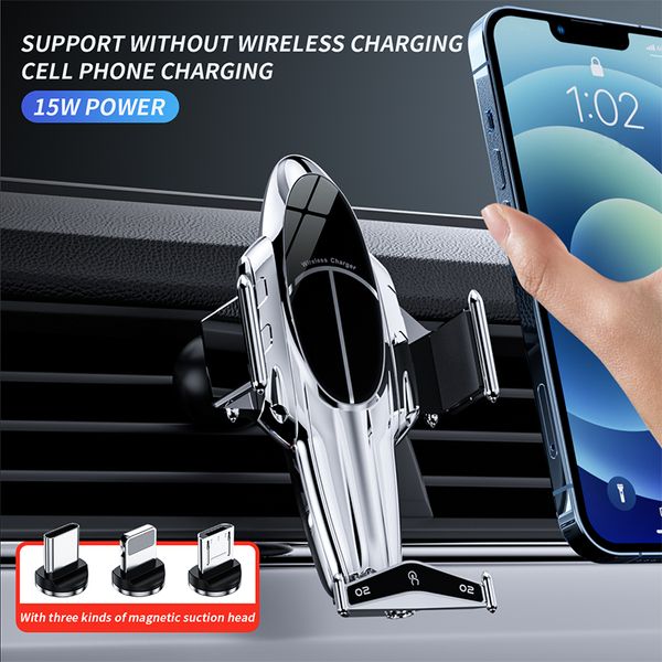 Automatische kabellose Autoladegerät-Halterung 15 W für iPhone 13 12 11 Pro Max XS XR X 8 Samsung S20 S10 Magnetischer USB-Infrarotsensor Telefonhalterständer