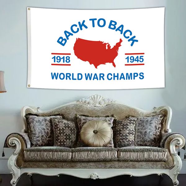 

back to back world war champs flag 3x5 ft with brass grommets for indoor outdoor yard decoration
