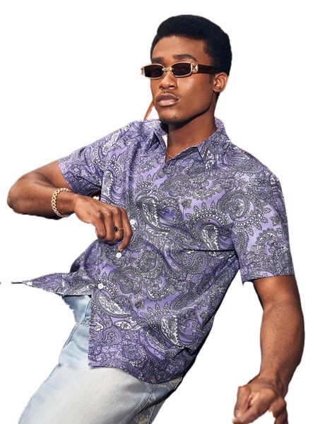 

men paisley & floral print shirt n5jj#, White;black