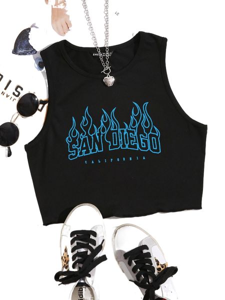 

fire & letter graphic tank t4gb#, White