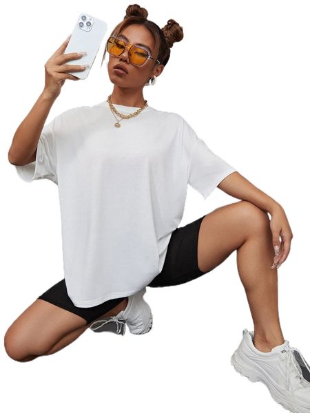 

drop shoulder round neck tee g5zg#, White