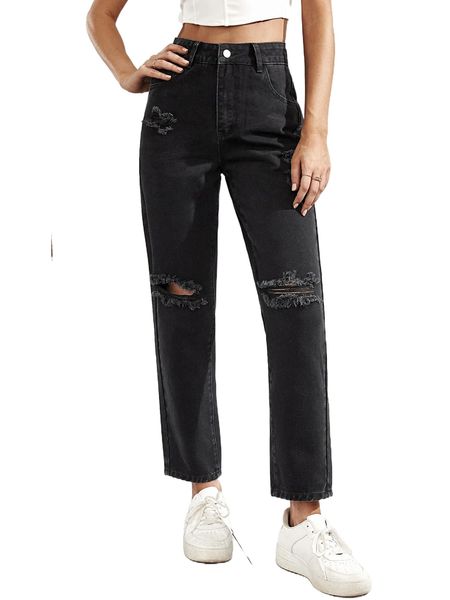 

high waisted ripped light wash jeans f27y#, Blue
