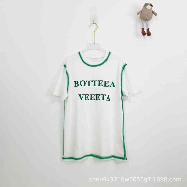 

women's t-shirt contrast color hand-painted inkjet lines short sleeved t-shirt youth moving casual men and women, White