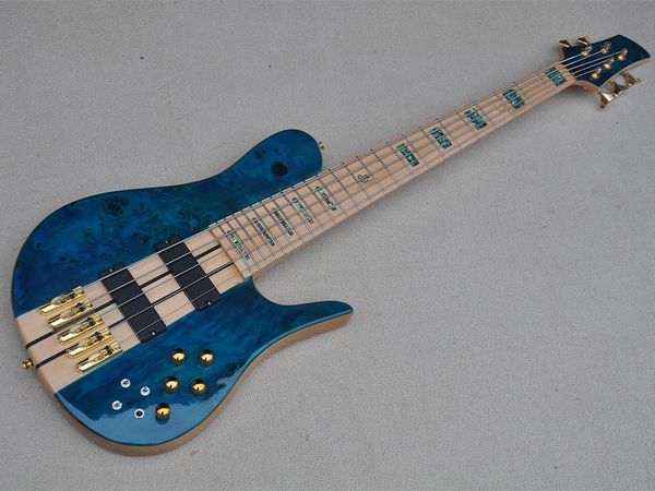 

5 strings neck-thru-body electric bass guitar with maple fretboard