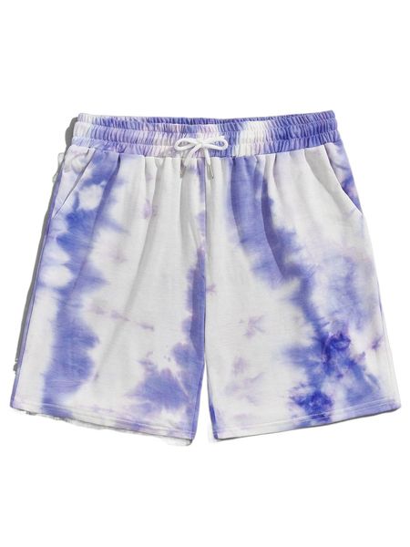 

romwe guys tie dye shorts y0e8#, White;black