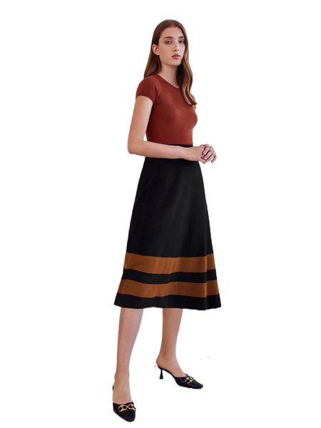 

motf premium wool-mix colorblock knit skirt l7mo#, White;black