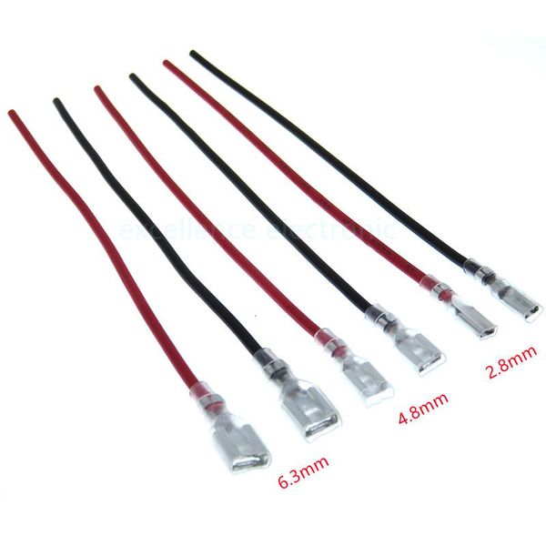 Outros acessórios de iluminação 10pcs 2.8/4.8/6,3mm Crimp Terminal Splice Conector feminino com fio preto vermelho 20 cmóvia