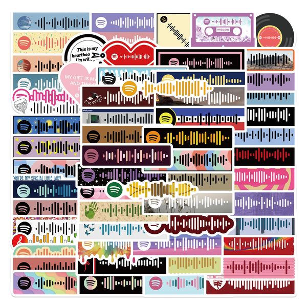 

68pcs colorful music symbol stickers skate accessories waterproof vinyl watercolor sticker for lapluggage bicycle motorcycle phone skateboar