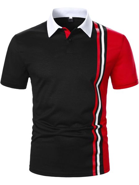 

men striped half button polo shirt s5ly#, White;black