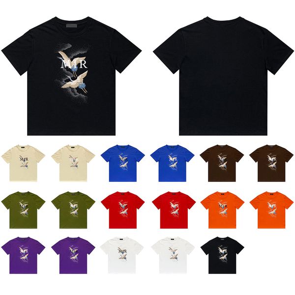 

qaulity mens designer t shirts casual tees comfortable men women crane letter print 100% cotton amr shirt t-shirts am987254, White;black