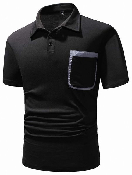 

extended sizes men one pocket front polo shirt l1uw#, White;black