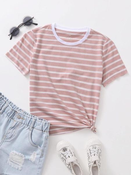 

toddler girls striped print t-shirt she, Blue