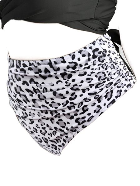 

plus leopard print ruched bikini bottom n4dz#, Black