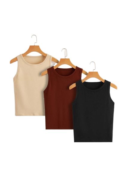 

3pcs solid tank k2uz#, White