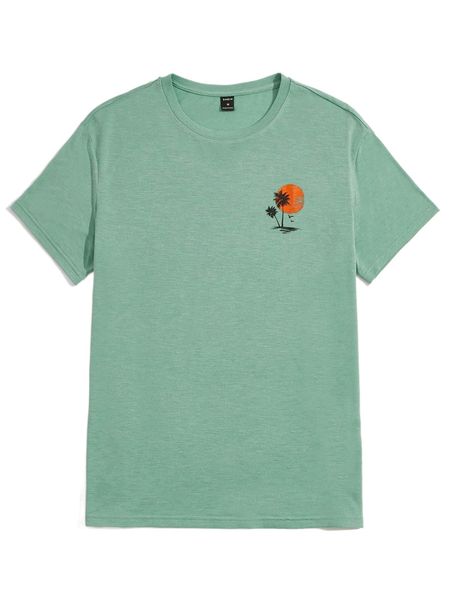 

men coconut tree print tee z503#, White;black