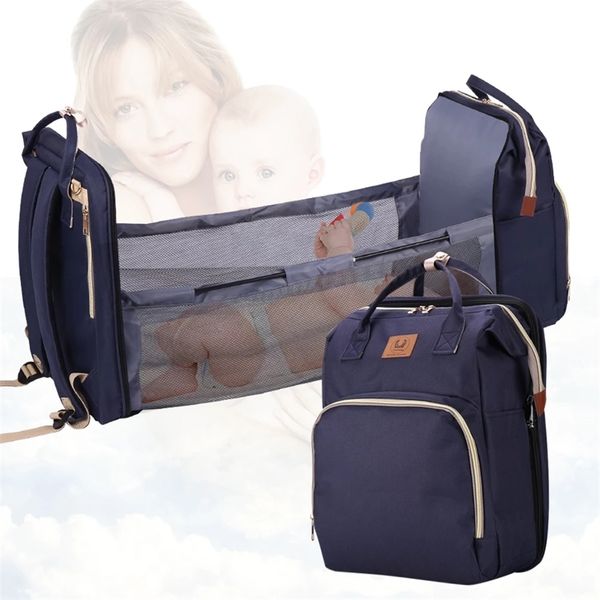 

baby diaper bag bed backpack for mom maternity stroller nappy large capacity nursing for care upgrade hooks 220706
