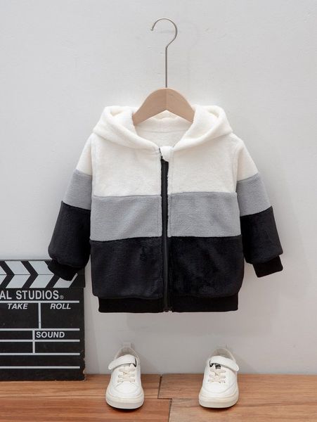 

toddler boys cut and sew hooded flannel jacket she, Blue;gray