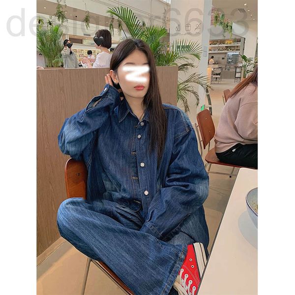 

two piece dress designer 10169# casual fashion denim shirt wide leg pants two piece suit women's wear early spring m4s1, White