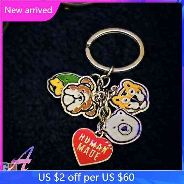 

human made tiger duck polar bear animal head metal keychain couple models t shrit t220804, Silver