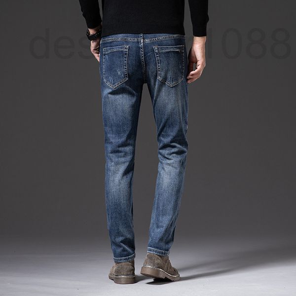 

men's jeans designer summer jeans men's korean version elastic slim fit brand pants 39sh, Blue