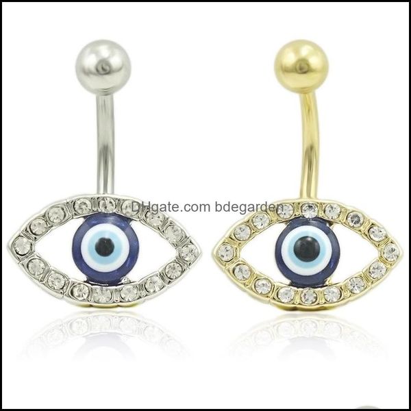 

navel bell button rings body jewelry jinglang fashion surgical steel dangle gold sier and rhinestone eyes dh4ap, Silver
