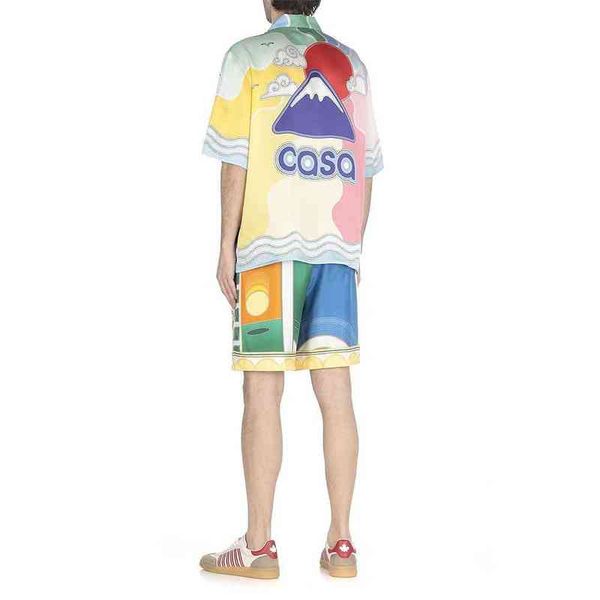 

fashion casablanca mens polo shirt short silk shirts summer beach novelty clothings, White;black