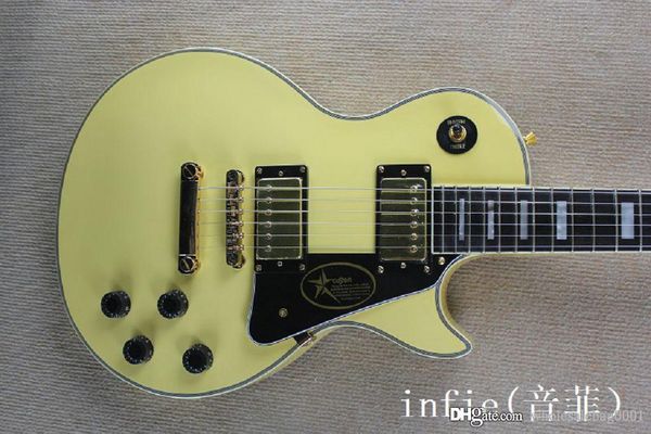 

ryery ebony fretboard big headstock lp custom cream electric guitar
