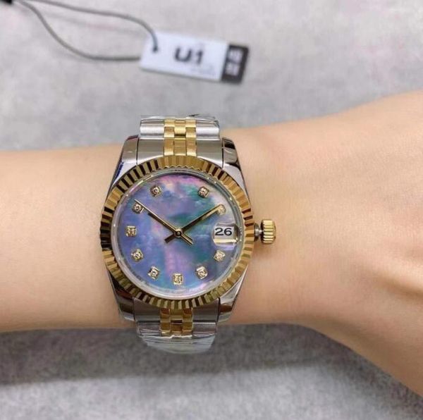 

u1 st9 steel two tone watches purple sheel diamond dial 31mm 116231 278273 automatic mechianical ladies wristwatches jubilee strap sapphire, Slivery;brown