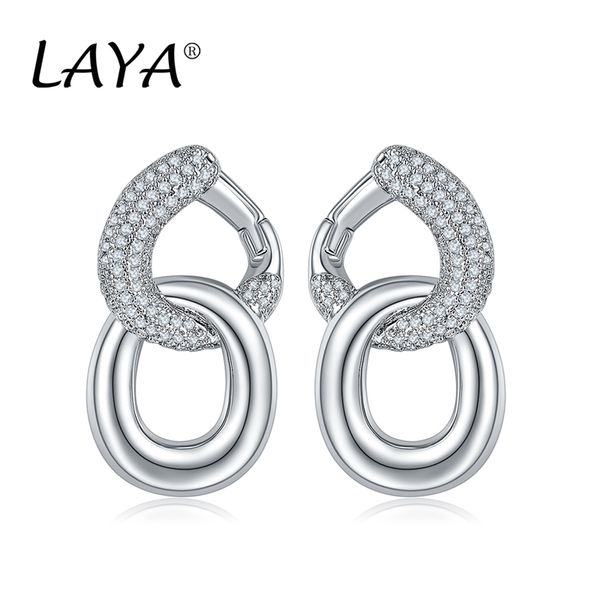 

laya drop dangle earrings for women girls 925 sterling silver luxury clear cubic zircon chain engagement party fashion jewelry gift