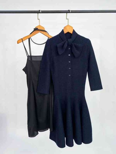 

casual dresses fadan mulberry silk lined suspender d wool a swing knitted waist closing dress women's yuan, Black;gray