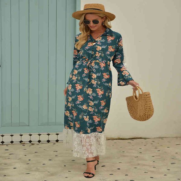 

casual dresses 2022 spring women's sweet holiday beach skirt chiffon broken flower bubble sleeve waist slim dress bw4v, Black;gray