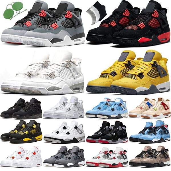 

jumpman 4s 4 basketball shoes infrared red thunder lightning white oreo black cat bred university blue pure money sail green metallic cool g